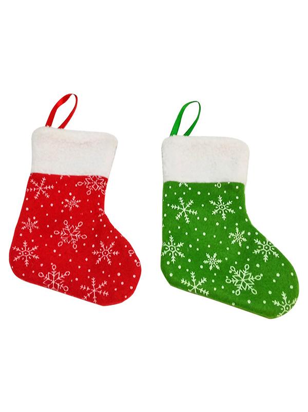 Christmas Red And Green Snowflake Stockings Decorations