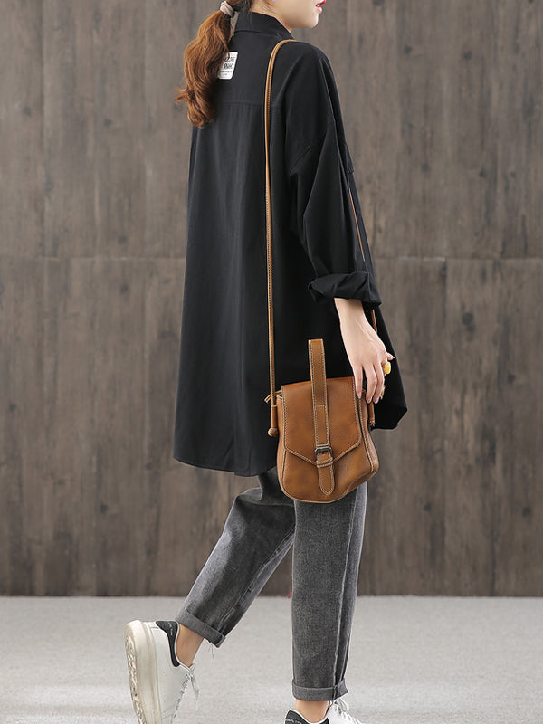 Loose Solid Casual Long Sleeves Blouse