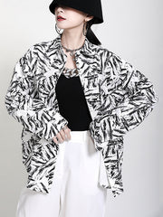 Women Retro Print Casual Jacket