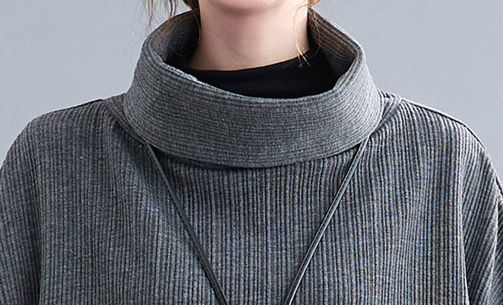 Loose Casual Turtleneck Bat Sleeve Outwear