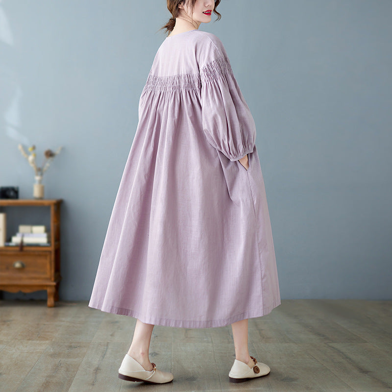 Loose Solid Color Midi Dress