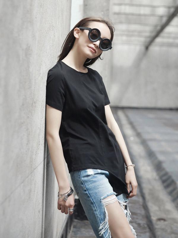 Fashion Minimalist Solid Irregular T-Shirt