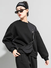 Casual Roomy Asymmetric Split-Joint Round-Neck Sweatshirt