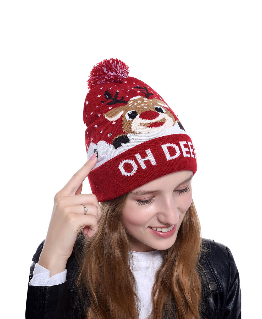 Christmas Deer Snowflake Jacquard Knitted Hat
