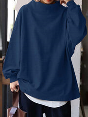 Loose Solid Color Pullover Sweatshirt