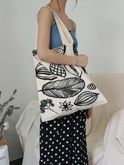 Simple Printed Big Leaf Canvas Bag