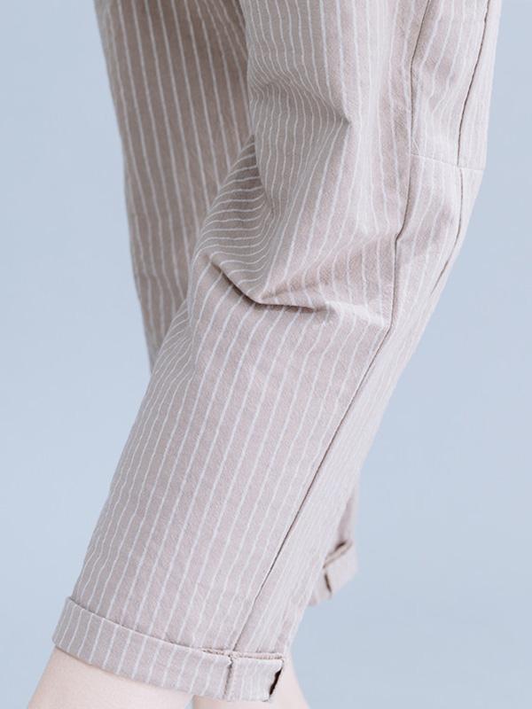 Two-Pieces Striped Cropped Vest And Harem Pants Suits