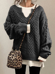 Long Sleeves V-Neck Loose Knitted Sweater