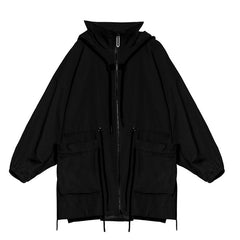 Loose Solid Hooded Coat