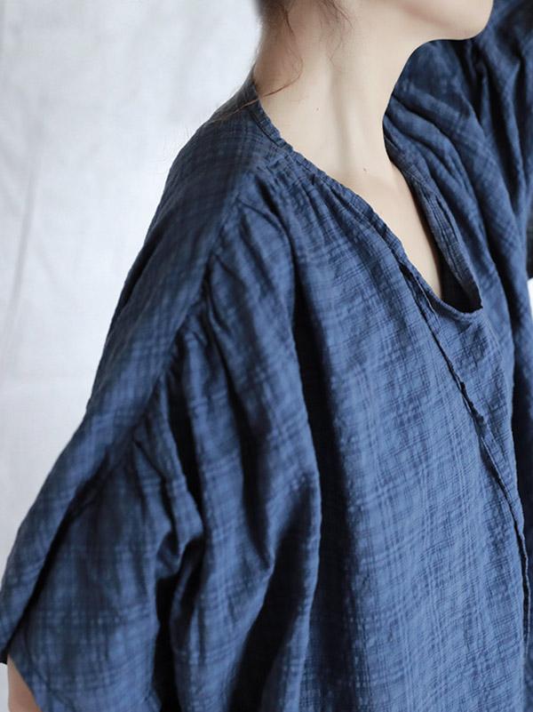 Loose Blue Plaid Comfortable Casual Wide-Leg Pants