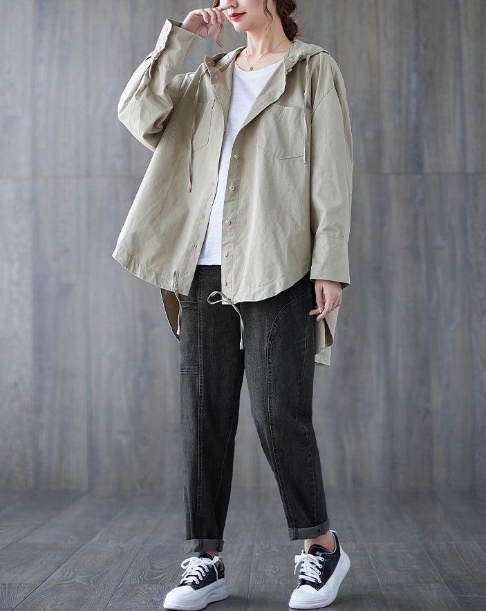 Loose Irregular Hooded Cardigan Outwear