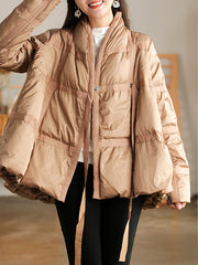 Retro Solid Color Splicing Down Jacket