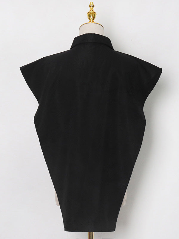 Irregular Solid Color Single-Breasted Lapel Shirt