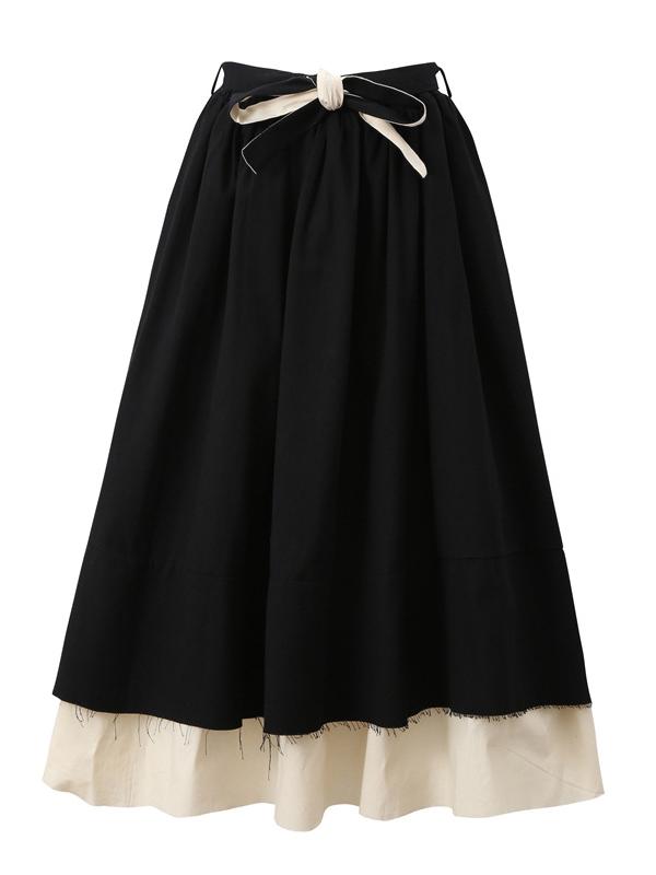 Splicing Double Tiered Fringed Thickening Cropped Skirt