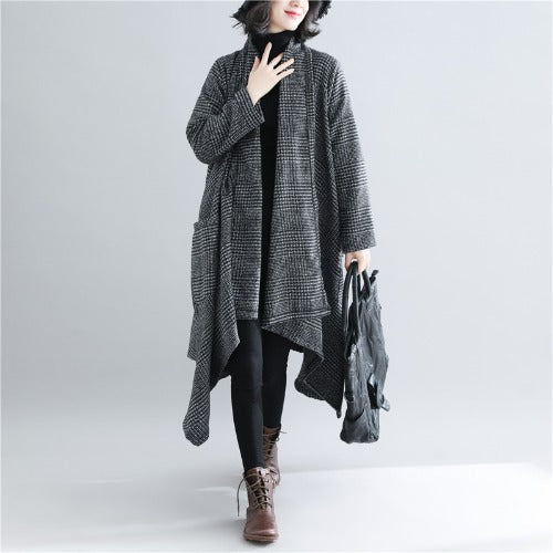 Literary Plus Size Loose Mid-Length Coat