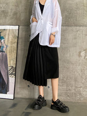 Casual Roomy Pleated Asymmetric Skirts Bottoms