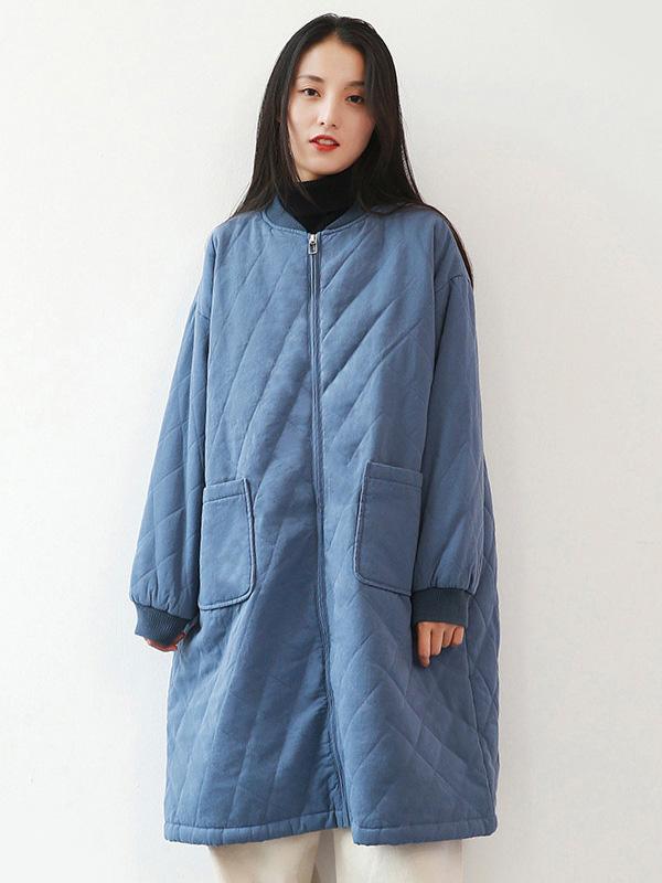 4 Colors Plaid Cotton Padded Coat