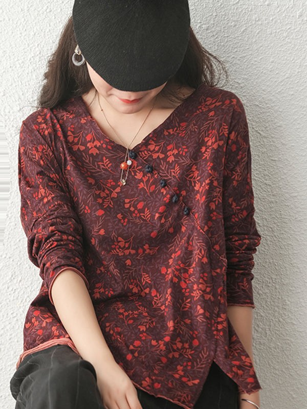Retro Plate Button Slash Irregular T-Shirt
