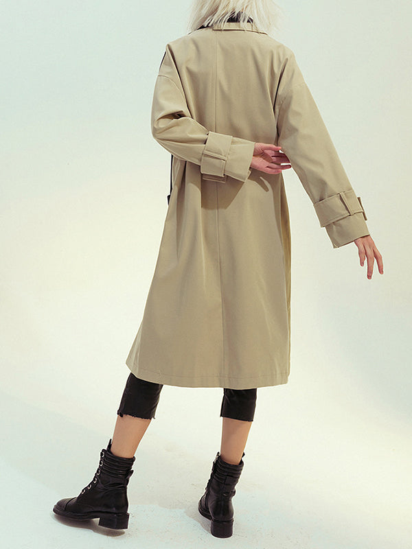 Women Retro Stitching Color Matching Coat