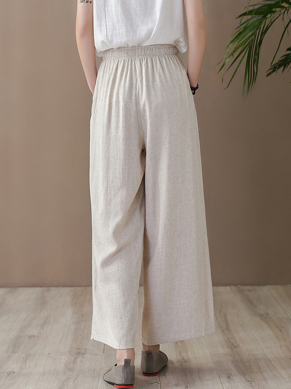 Casual Solid Column Capri-Pants Bottoms