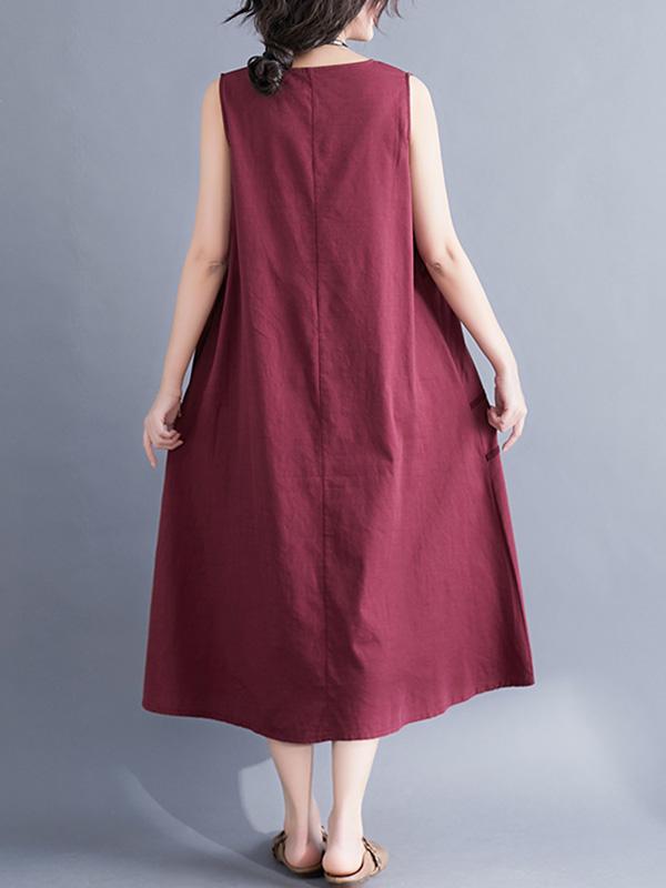 Casual Sleeveless A-line Long dress