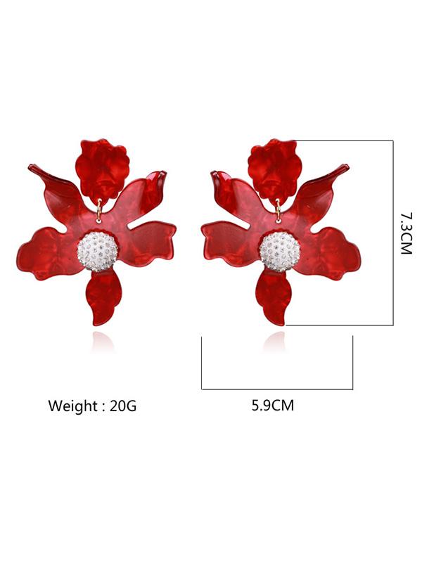 2 Color Flower Decorated Earring Accessories