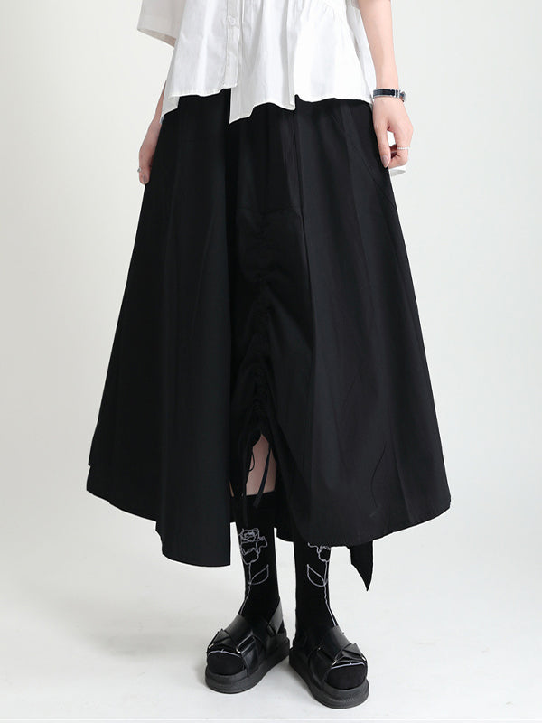 Drawstring High Waist Irregular Loose Skirt