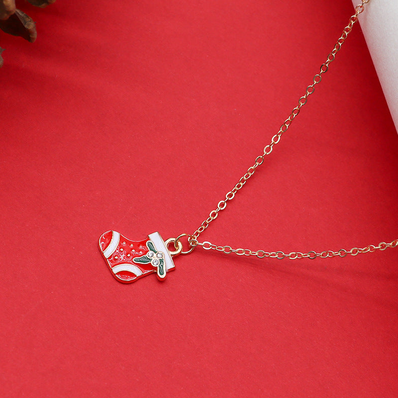 Women Christmas Tree Santa Pendant Clavicle Necklace