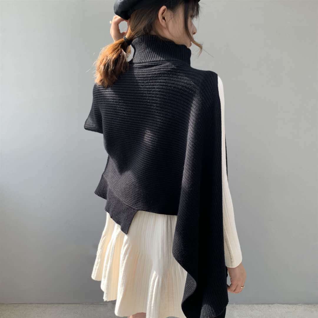 Casual Loose Slit Knitted Sweater Cape