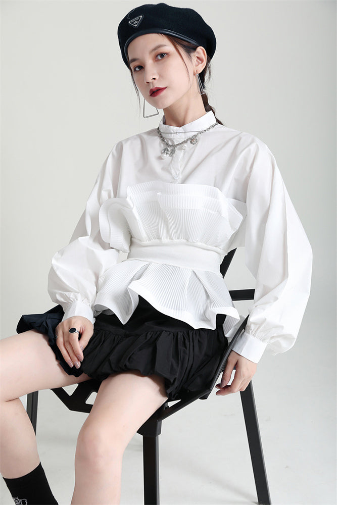 Personalized Ruffled Waist Long Sleeve Shirt