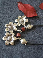 Simple Silver Daisy Pendant Long Necklace