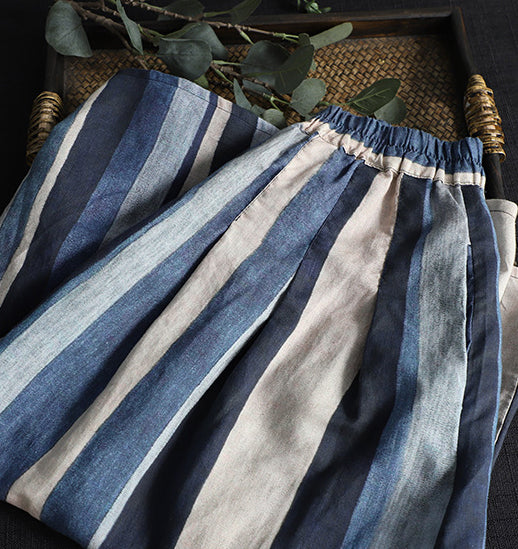 Loose Casual Wide Striped Colorful A-Line Skirt