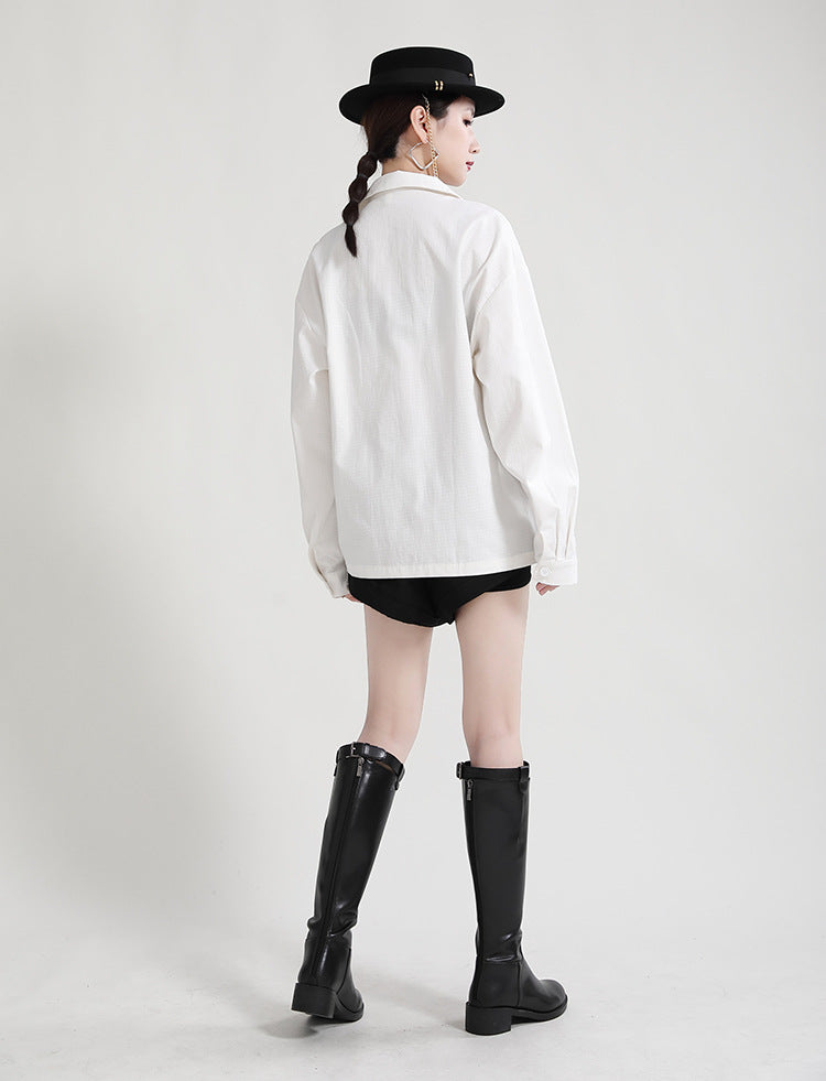 Casual Lapel Collar Irregular Design Long Sleeve Shirt