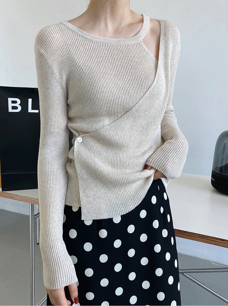 Hollow Strapless Halterneck Chic Knitted Sweatertop