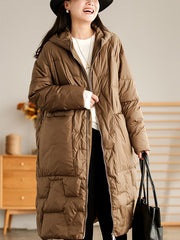 Retro Solid Color Splicing Down Jacket