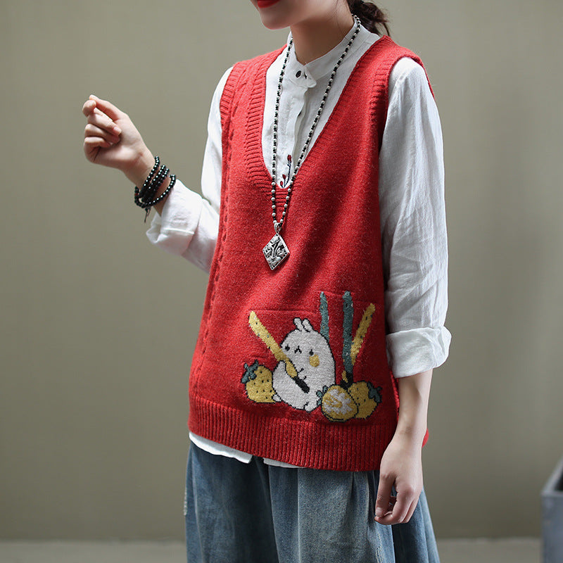 V-Neck Loose Sweater Vest