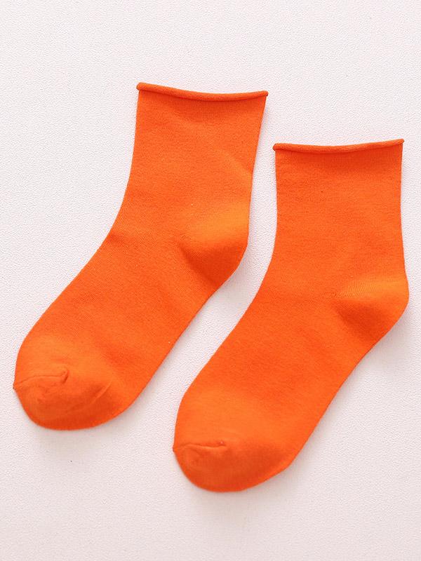 Solid Color Rolled Socks