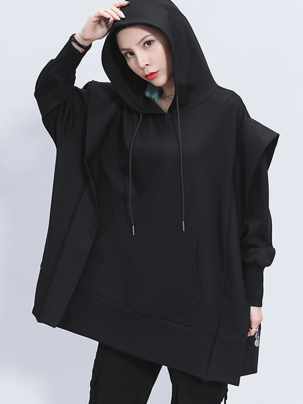 Women Hooded Stitching Casual Sweatshirt