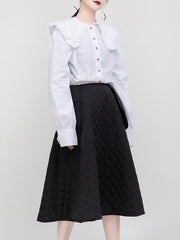 Black Large Pocket Thickening A-Line Skirt