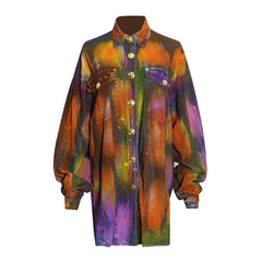 Personalized Tie-Dye Lapel Collar Denim Outwear