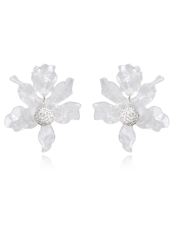 2 Color Flower Decorated Earring Accessories