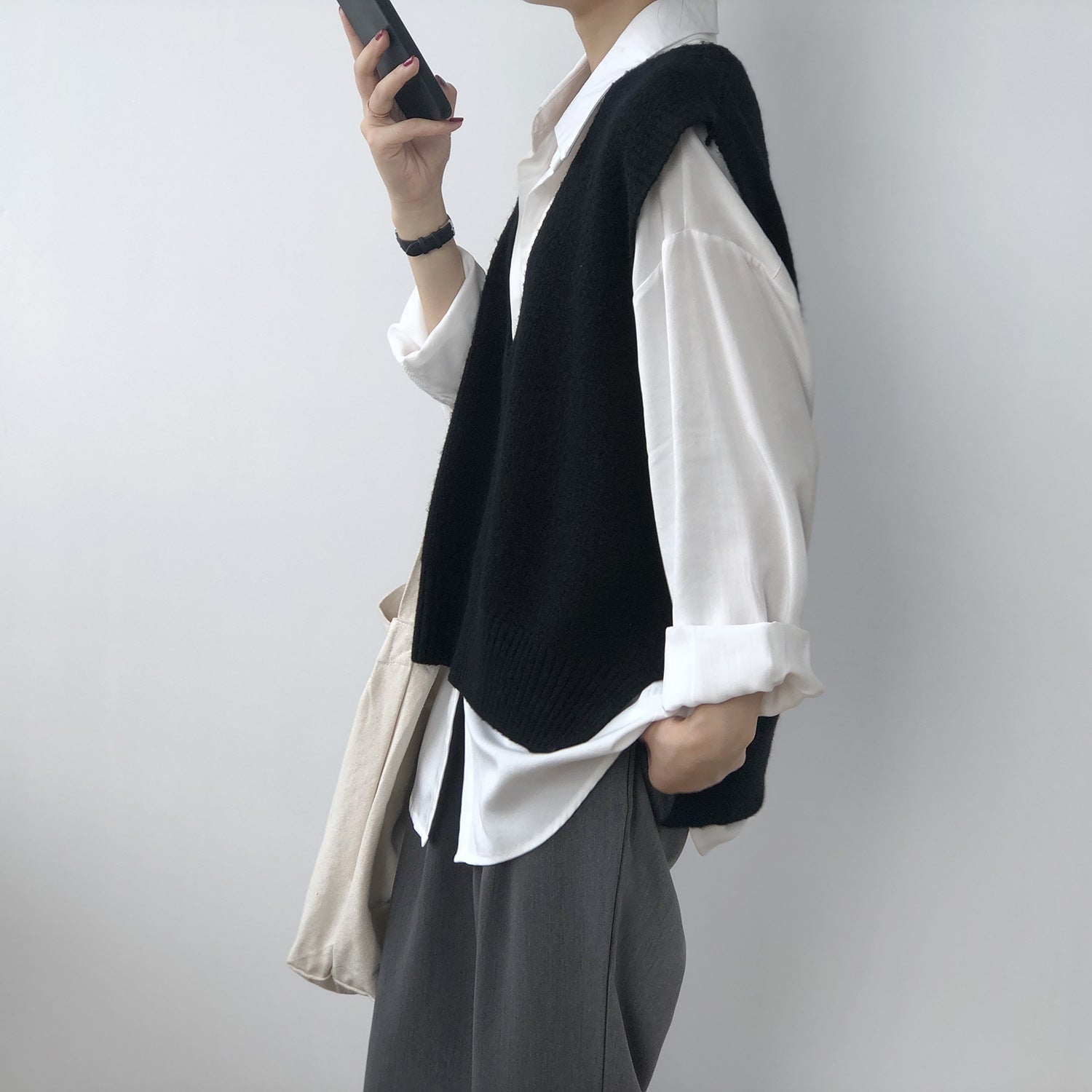 Casual V-Neck Solid Color Waistcoat