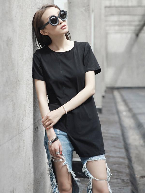 Fashion Minimalist Solid Irregular T-Shirt
