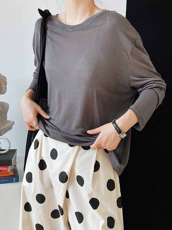 Loose Solid Color Split-Back Comfortable Shirts