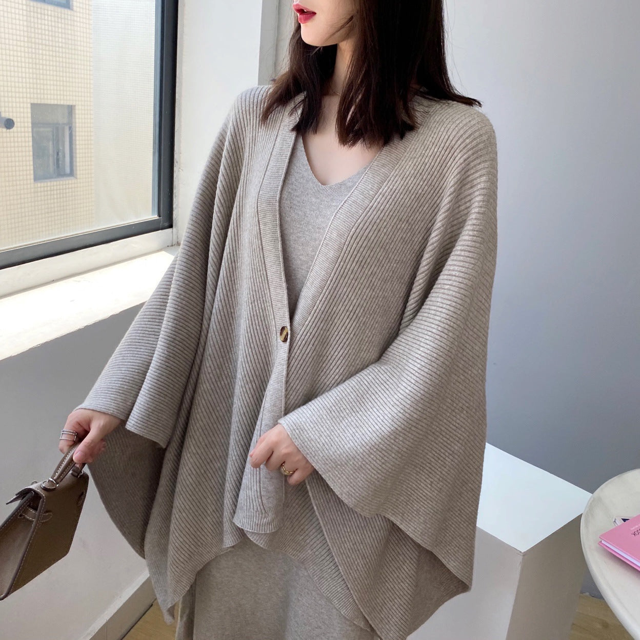 Simple Loose Shoulder Cardigan Casual Sweater