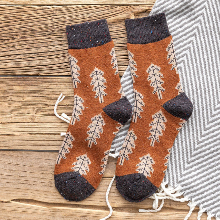 Women Thickened Contrast Printing Socks