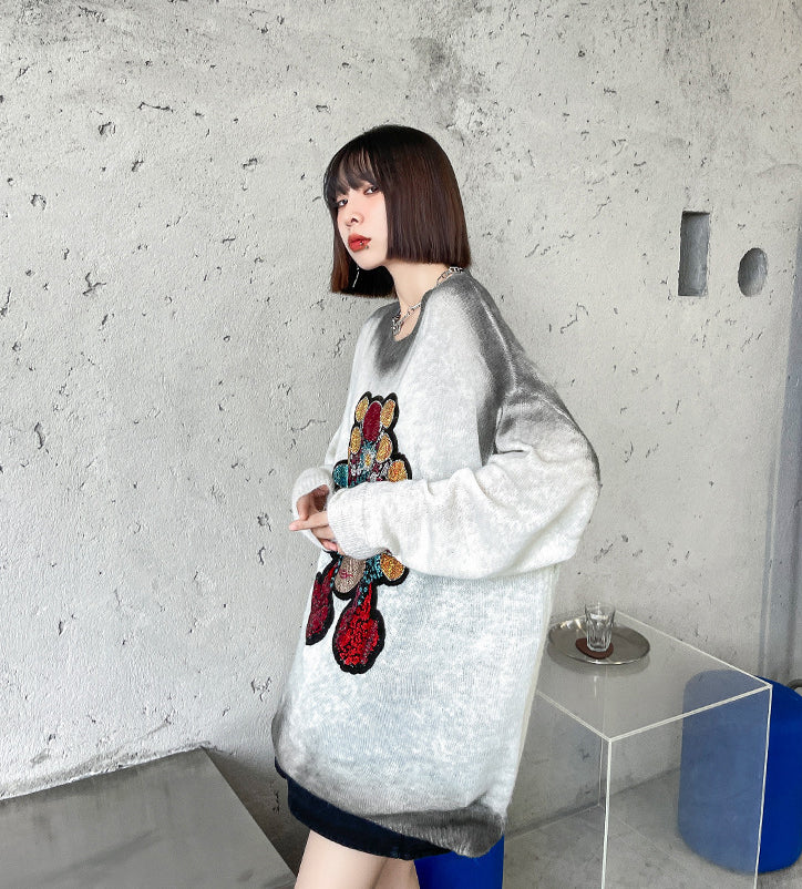 Loose Long Sleeve Casual Gradient Sweater