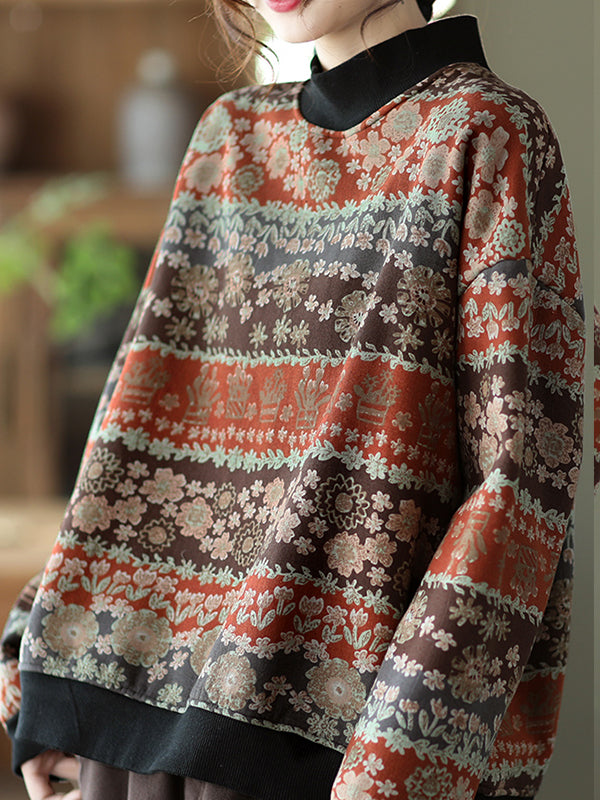 Printed Half Turtleneck Pullover Sweater