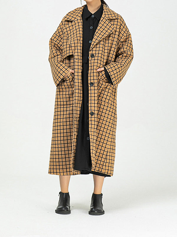 Vintage Plaid Lapel  Thick Coat