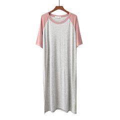 Loose Contrast Color Pajamas Nightdress Casual Homewearr